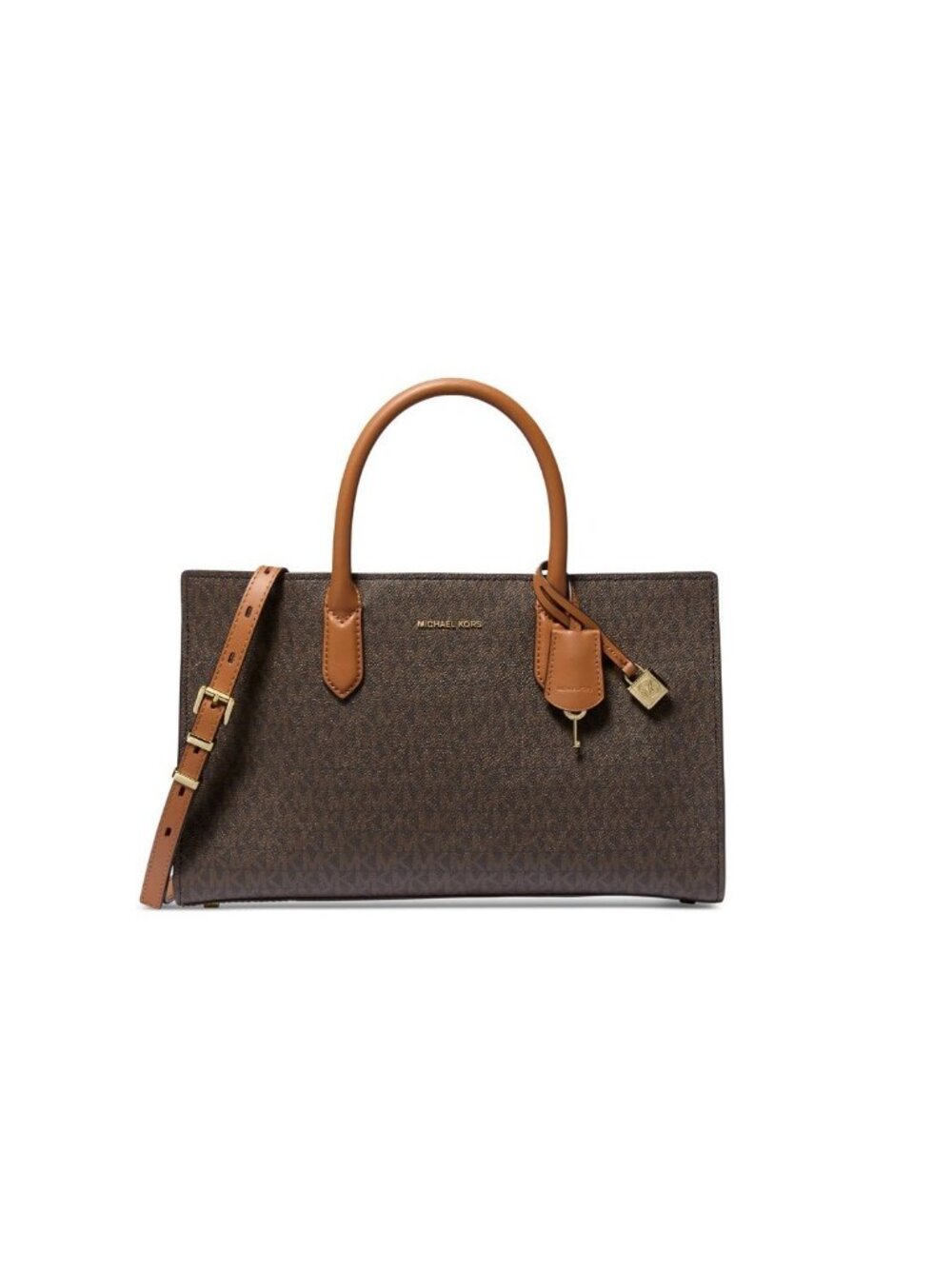 MICHAEL KORS Scarlett East West logo coated canvas satchel crossbody bag -Acorn